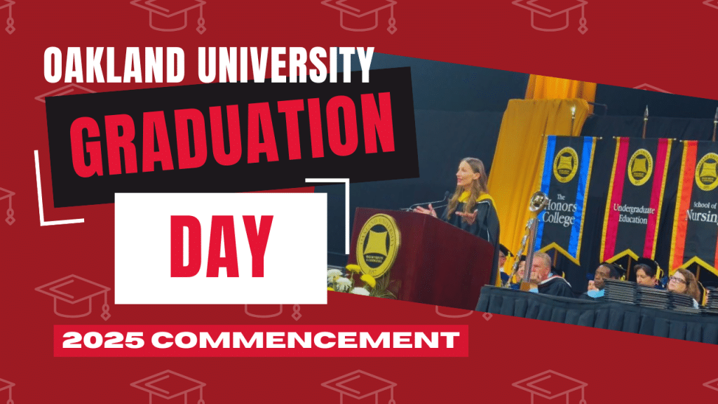 a woman in a graduation gown at a podium